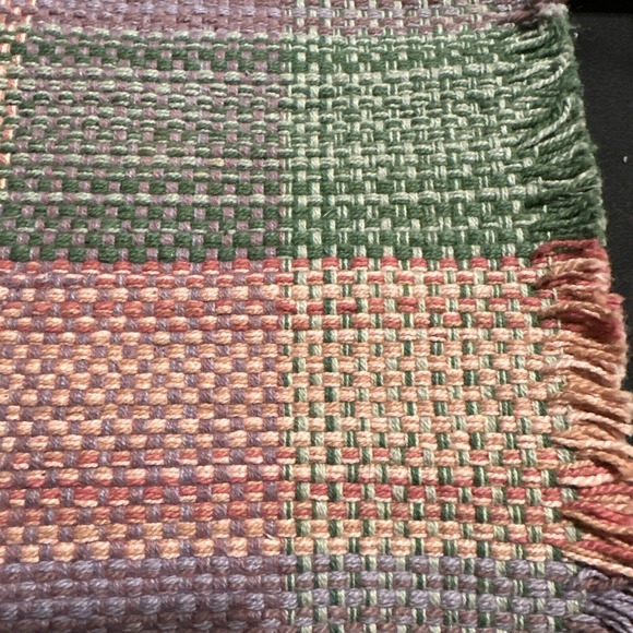 5 Vtg Pastel Plaid Chunky Woven Pastel Plaid‎ Placemats Fringed Hem 17 x 12.5 - Picture 4 of 5
